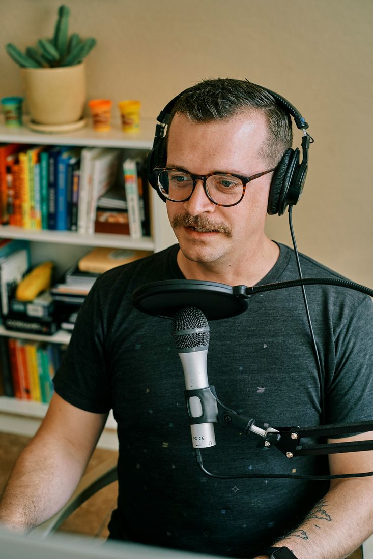 Podcast creator recording